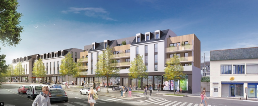 immeubles, piétons, projet d'architecte