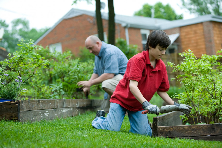 potager, jardinage intégénérationnel, enfant, adulte