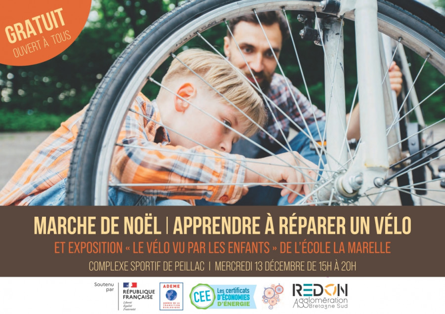 enfant, adulte, vélo, réparation