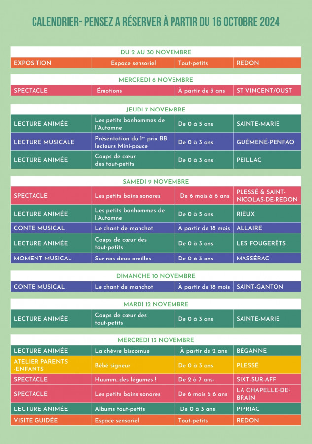 Minuscules 2024 - agenda (page 1)