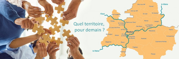 puzzle, mains, carte du Pays de Redon